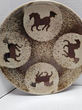 Art Ceramic Pottery Masterson Signed New Mexico Santa Fe Horses Western Plate 78